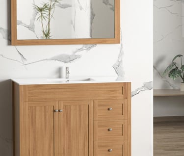 Laminated PVC vanity cabinet with sintered stone countertop