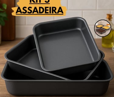 kit três assadeiras