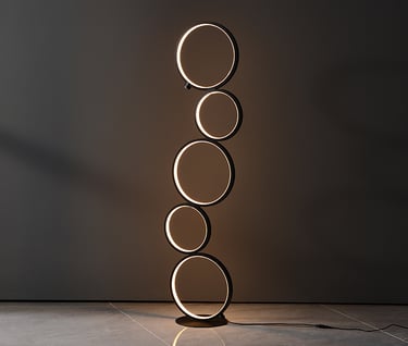 MNK-FL136 five rings floor lamp led black dimmable floor lamp with soft light