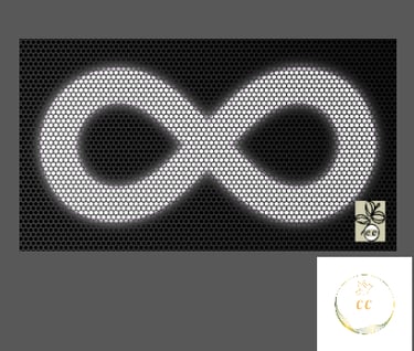 Le symbole infini fait de petits cœurs couleur rubis sur fond jaune, illustration