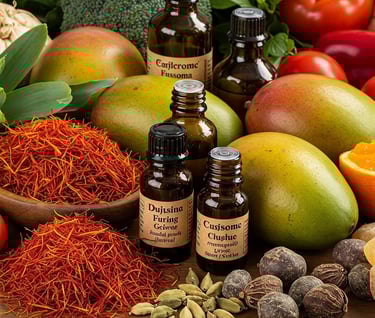 a variety of fruits and vegetables including saffron and spices Made in Oman