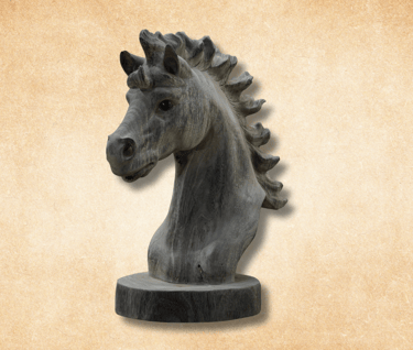 a wooden decoration of horse statue