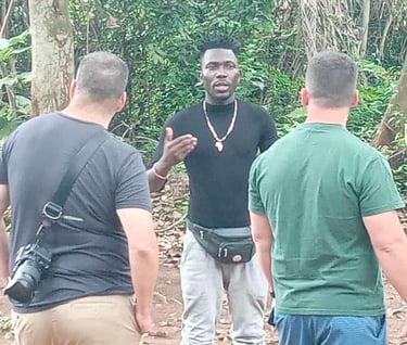 Dahomey African Tours Guide leading Tour in Kpasse's Sacred Forest of Ouidah in Benin