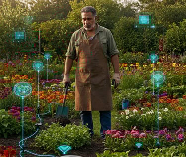 a gardener tending a garden of technology