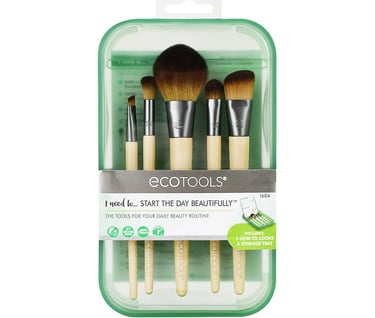 a set of three brushes and a brush for eco - friendly makeup