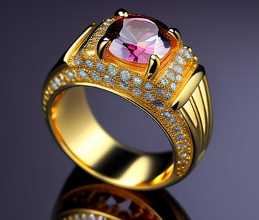 a ring with a pink tourmaline and diamonds
