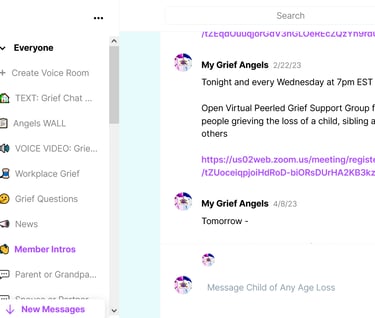 Online Community Chat Space For and By People Grieving the Loss of Loved Ones