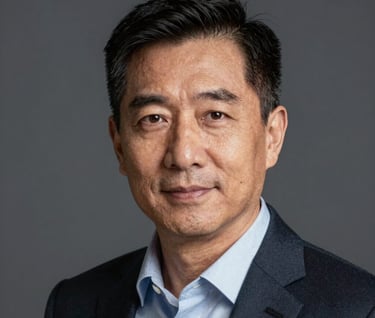 A modern professional headshot with a clean charcoal background, North American / Canadian business professional looking confident and approachable, soft studio lighting highlighting texture and human warmth.