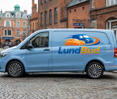 LundBud budbil med logo