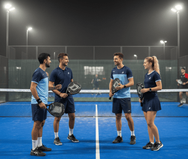 Joueur de padel qui ont tous loué une raquette