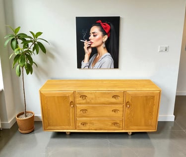 Ercol Model 455 sideboard, restored Mid-Century Modern teak cabinet with classic British design.