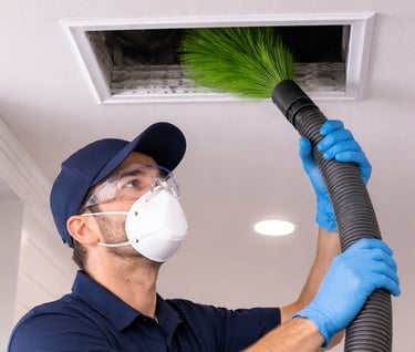 safe air duct cleaning performed by professional technician