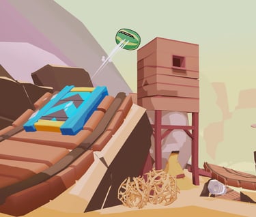A screenshot from Farm Punks game, where a watermelon is going off a jump