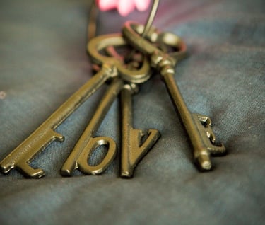 Keychain with Keys that spell "Love"