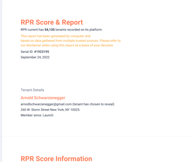 Rental score and information