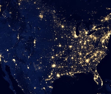 a map of the united states at night