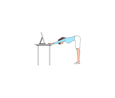 graphic of woman taking down dog pose on desk