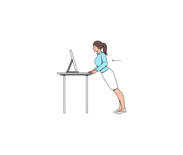 graphic of woman pressing off desk