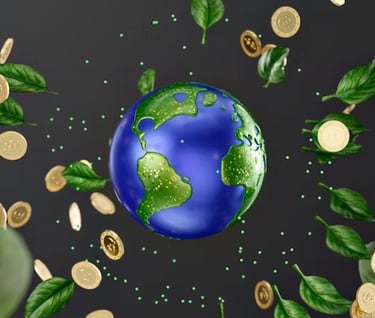 immagine del pianeta terra dallo spazio molto colorato e foglie verdi e chicchi di cereali che ruota