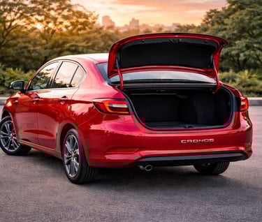 fiat cronos estacionado com porta malas aberto