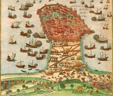 Old, antique map of Tunis
