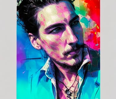 a man with a mustache and a mustache on his face