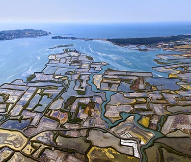 vue aérienne des marais salants de Guérande