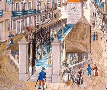 Aquarelle des bains romains de Plombières-les-bains, datant du 19ème siècle, par Amé Jacquot