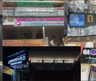 Acp sign board, ss sign board, backlit sign board ss