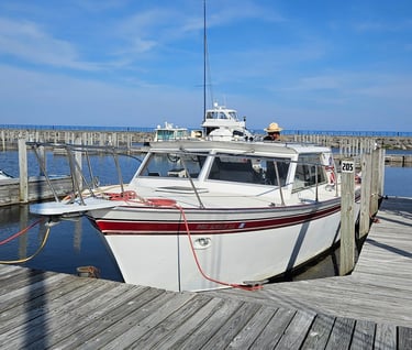 Great Lakes Dive Charter Boat docked in marina