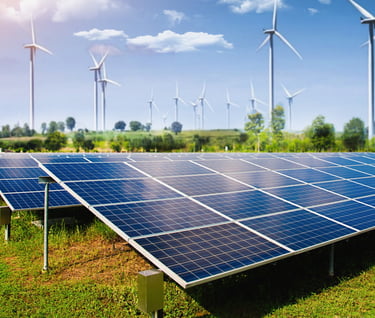 solar panel and wind turbine