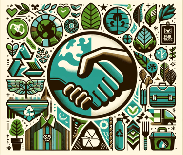 a poster of a handshake with a green globe