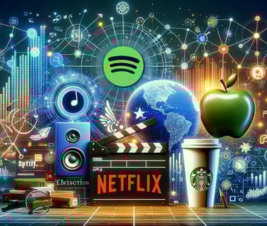 a moviNetflix, Apple, Starbucks and Spotify logos