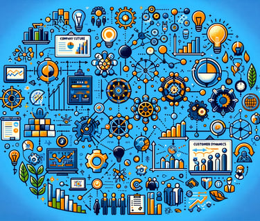 a circle of business icons and symbols in a circle