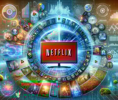 Netflix logo with marketing symbols