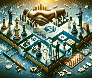 a chess game and shaking hands