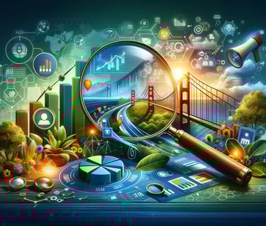 a magnifying image of a city