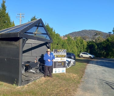 Graham from RCQ mans the gates whilst waiting for customers to come and cheer on the Tigers AFL game