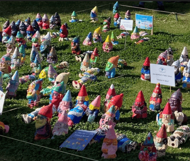 Beautiful and colourful gnomes painted during the 2023 Floriade at the Rotary Gnomes pavilion.