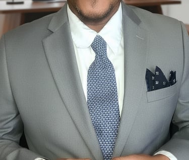 a man in a suit and tie is holding a cell phone