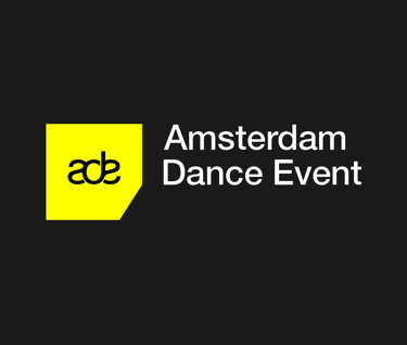a black and yellow logo with the words amsterdam dance event
