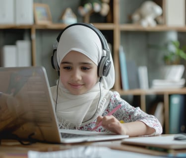 A Child Learning Quran Online