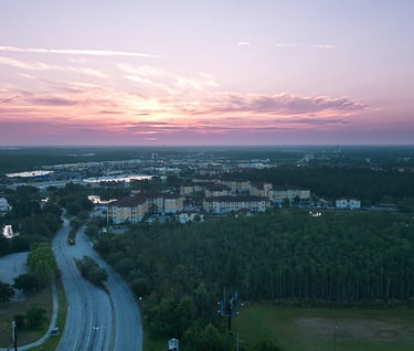 Morning sunrise over Kissimmee FL highlighting the sky and clouds