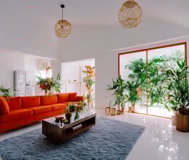 a living room with a couch and a television