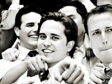 Groomsmen Wedding party dancing to wedding DJ - Key West