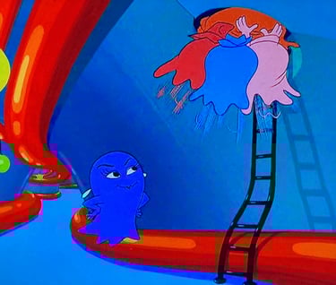 Pac-Man Cartoon Sue Lets the Boys Do the Work