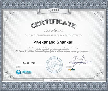 Professional English training certificate