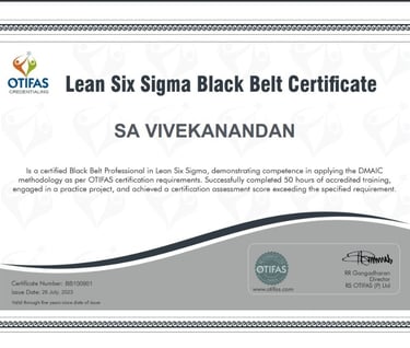 Six Sigma Black belt Holder Mr. Vivekanandan