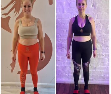 a woman in a sports bra top and a woman in a sports bra top