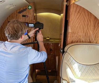 behind the scenes of a privet jet photo shoot with taylwind media